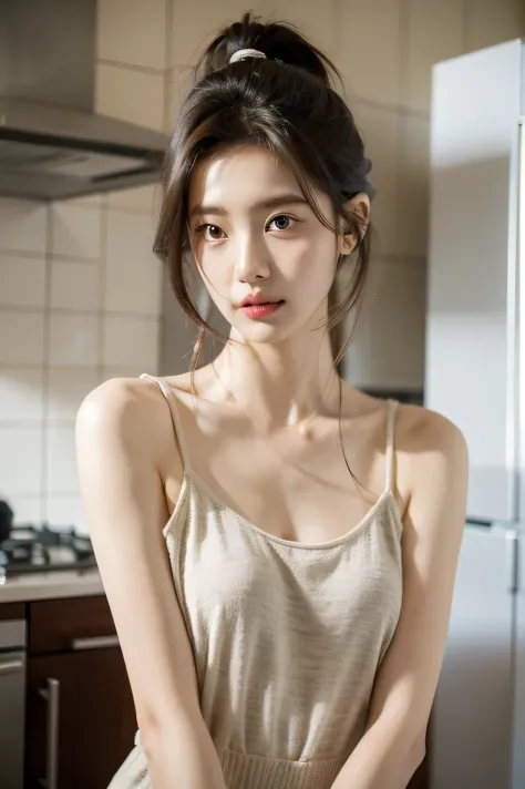 ((best quality)), ((masterpiece)), (detailed), perfect face, kitchen, perfect body