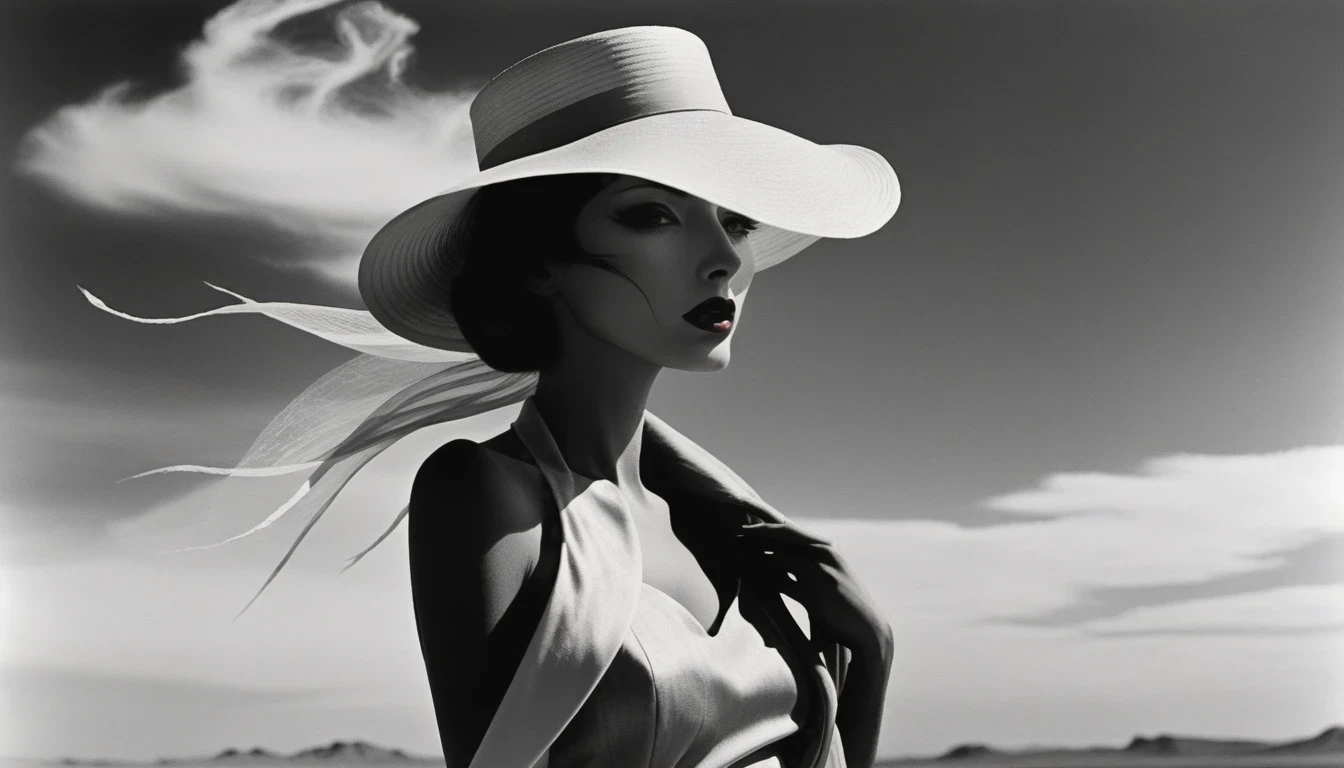 wasteland, sci-fi art, in style of Lillian Bassman 