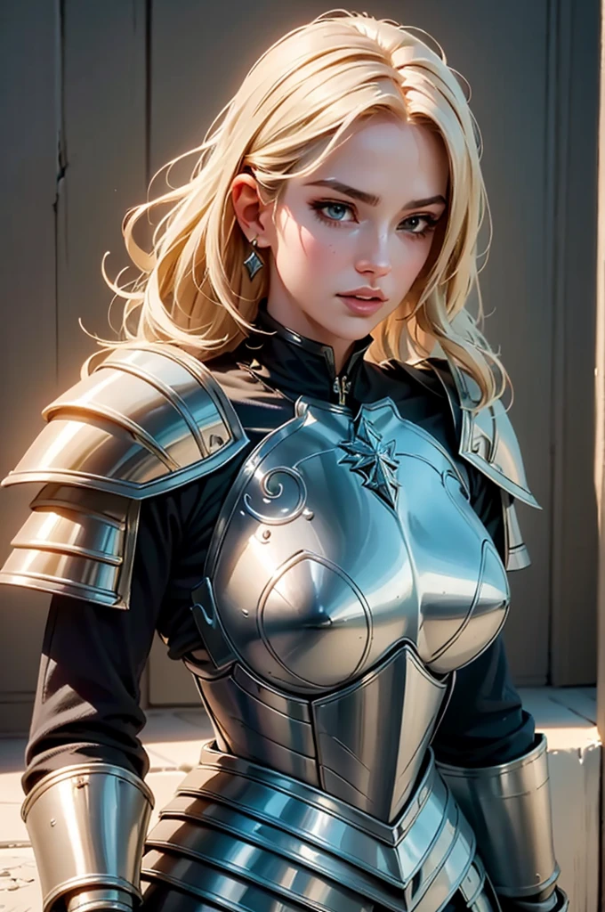 a close up of a woman in a sexy outfit with a sword, bikini armor female knight, armor girl, female knight, of a beautiful female knight, a sexy blonde warrior, deviantart artstation cgscosiety, beautiful female knight, gorgeous female paladin, valkyrie style character, fantasy paladin woman, hyperdetailed fantasy character, 3 d render character art 8 k
