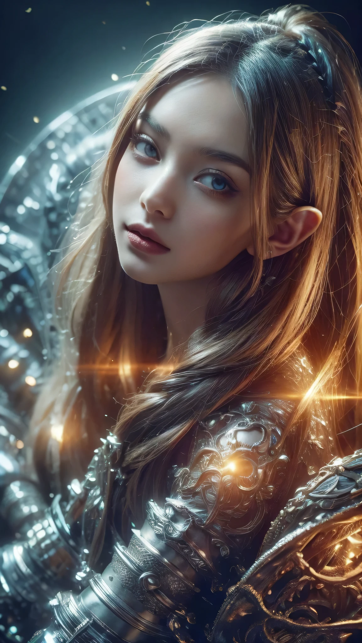 (Best quality, 4k, High-resolution, Masterpiece:1.2), Ultra-detailed, Realistic, Radiant lighting, Epoch Elves, Portraits, Fantastical colors, Fine art, Ethereal beings, Dreamlike, Whimsical creatures, Detailed facial features, Glowing beautiful eyes, pointy ears , Elven beauties, Ethereal glow, Mythical creatures, Harmonious composition, Dazzling colors, Stunning visual effects, Otherworldly appearance, Mesmerizing artistry,