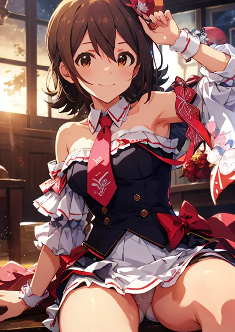 mirai kasuga (million live), (highest quality, 8k, masterpiece, super detailed:1.2), (lens flare, particles of light, shine), bi...