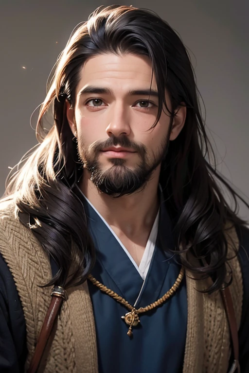 Homme Arafed avec couronne bleue et manteau, roi médiéval aux cheveux roux et gris, Barbe rousse, barbe fine, âge 50 ans, cheveux courts, Portrait de l&#39;Empereur de l&#39;Humanité, Caractère très détaillé, peint en haute résolution.