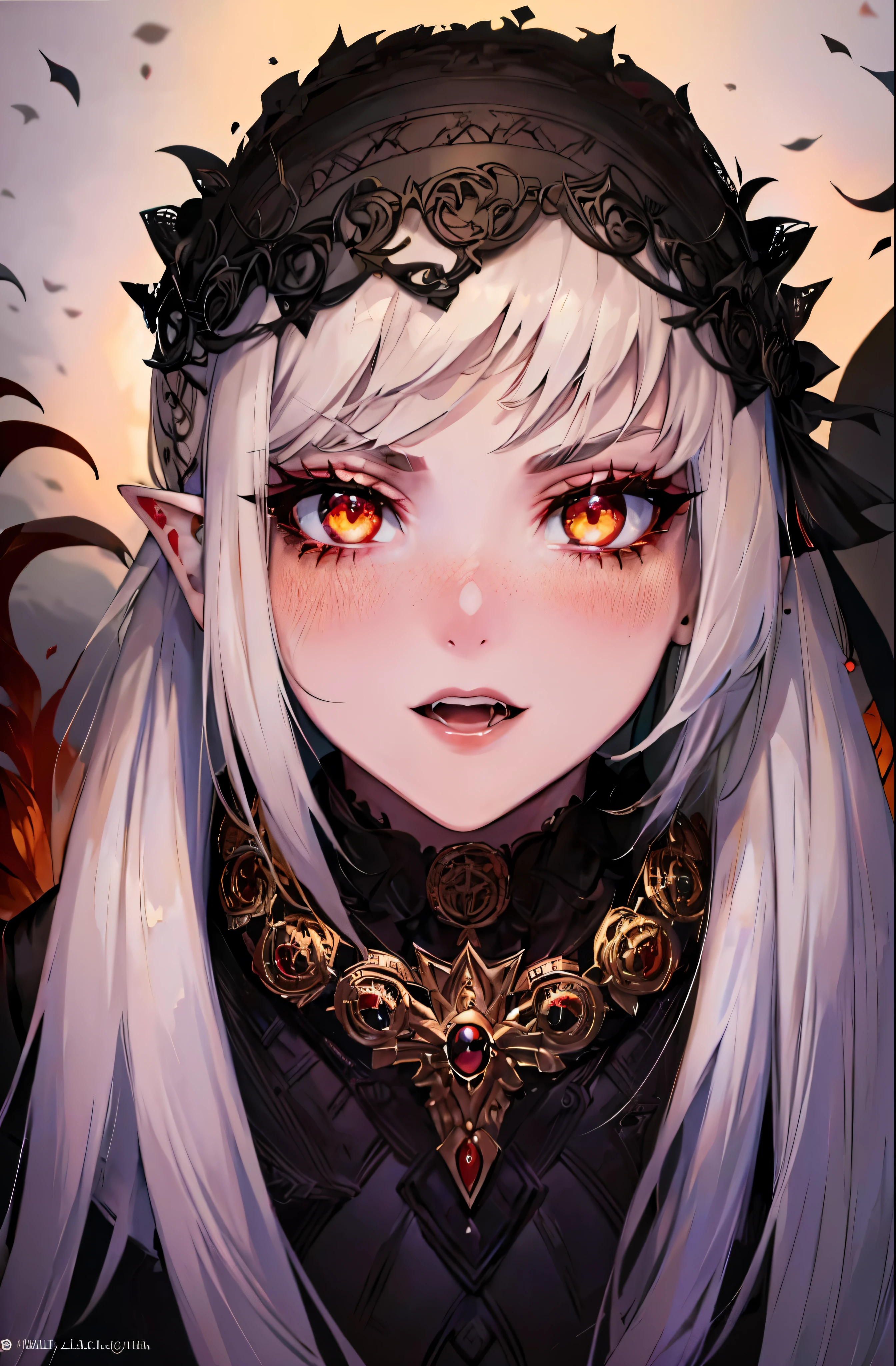 8k, masterpiece, highest quality, best quality, official art, beautiful and aesthetic, extremely detailed, (fractal art: 1.3), colorful, highest detailed, perfect face, upper body, HDR, sexy, wide hips, thicc figure, Detailed face, Detailed eyes, red eyes, perfect face, perfect eyes, ( 1elf, 1 female elf, 1girl, trans, futa, futanari, big ass, slim waist, pretty face, long white hair, sharp jawline, he is sexy, she is beautiful, she has black eyeliner, he has makeup, she has a girly face, she is tanned, she has big , she is blushing, she wears blush, hips wider than shoulders, slim torso, black lipstic, e-girl makeup, blushing, pretty, sharp jawline, red eyes, cute, thigh high socks, goth clothes, black skirt, black crop top, black lipstick, black eyeliner, cute smile, Goth, goth priestess, RAVEN, goth makeup, goth clothes, white hair, wolf cut