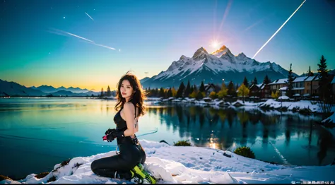 Ultra-grand scenes，The ultra-wide-angle lens captures the appearance of the adventurer girl on location。The adventurer girl can ...