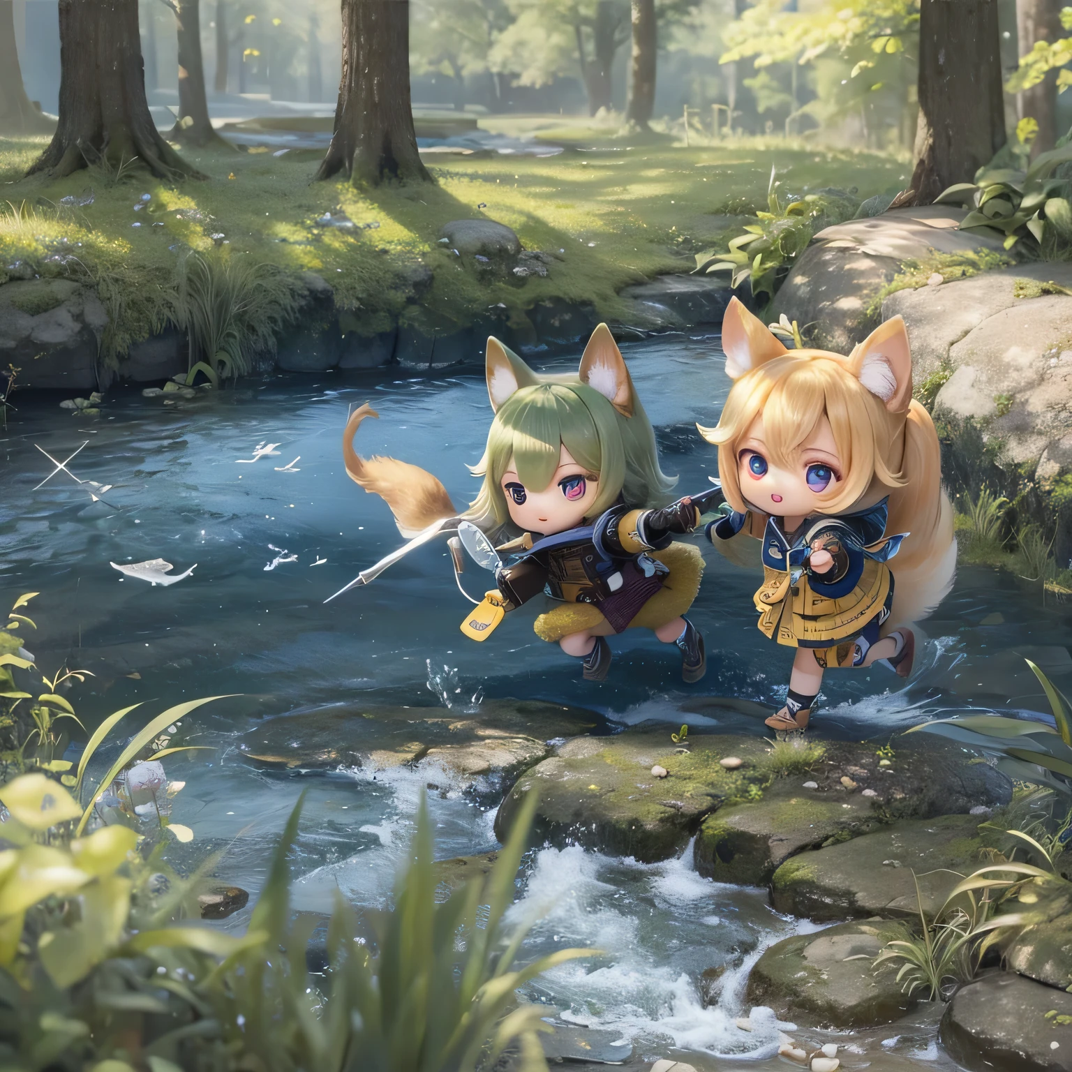 garotas shiba inu chibi Andando na coleira com garotas