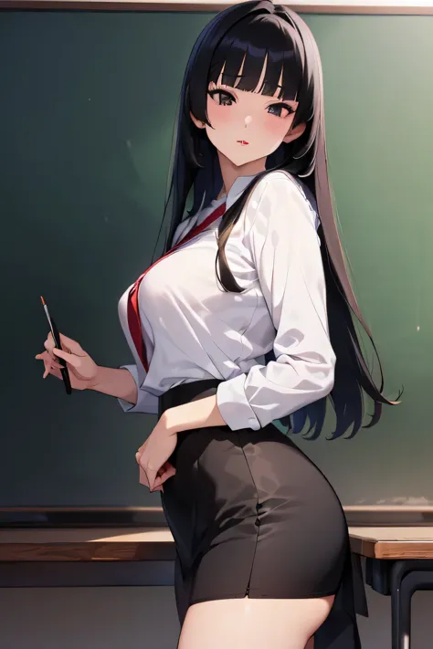 (masterpiece), highest quality, (sharp details), 4k, expressive eyes, SHARP detail expressive eyes, (sharp detailsパーフェクトフェイス), (((female teacher))), (((sex education))), deep cleavage, ( bearing hips), mature woman, ((female teacher clothes)), (((lots of w...