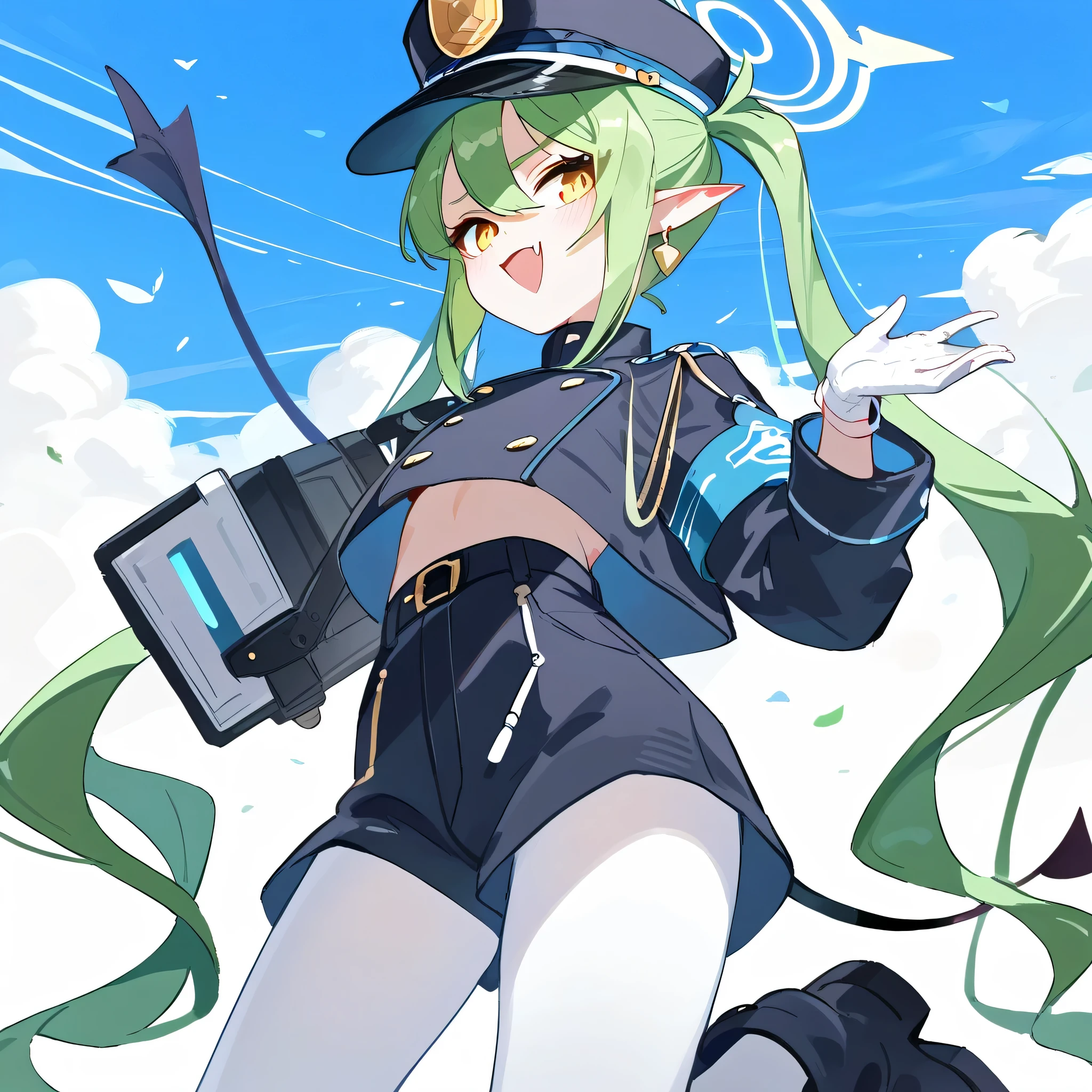 Anime girl in uniform with a camera and a hat - SeaArt AI