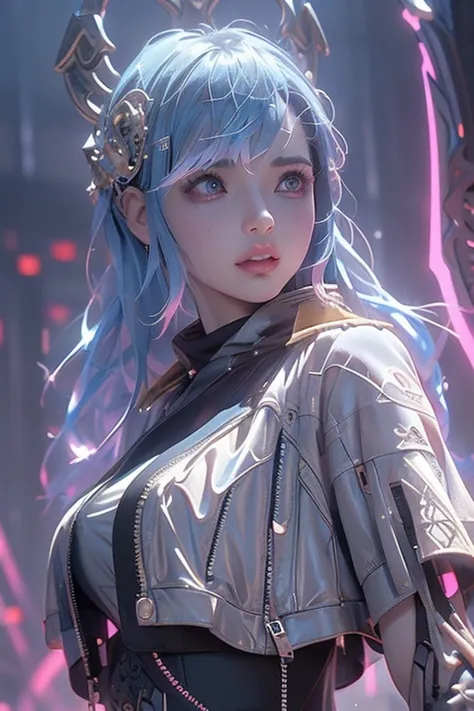 ((Best Quality)), ((Masterpiece)), (Detail: 1.4), 3D, A Beautiful Cyberpunk Female Figure, HDR (High Dynamic Range), Ancient Chi...