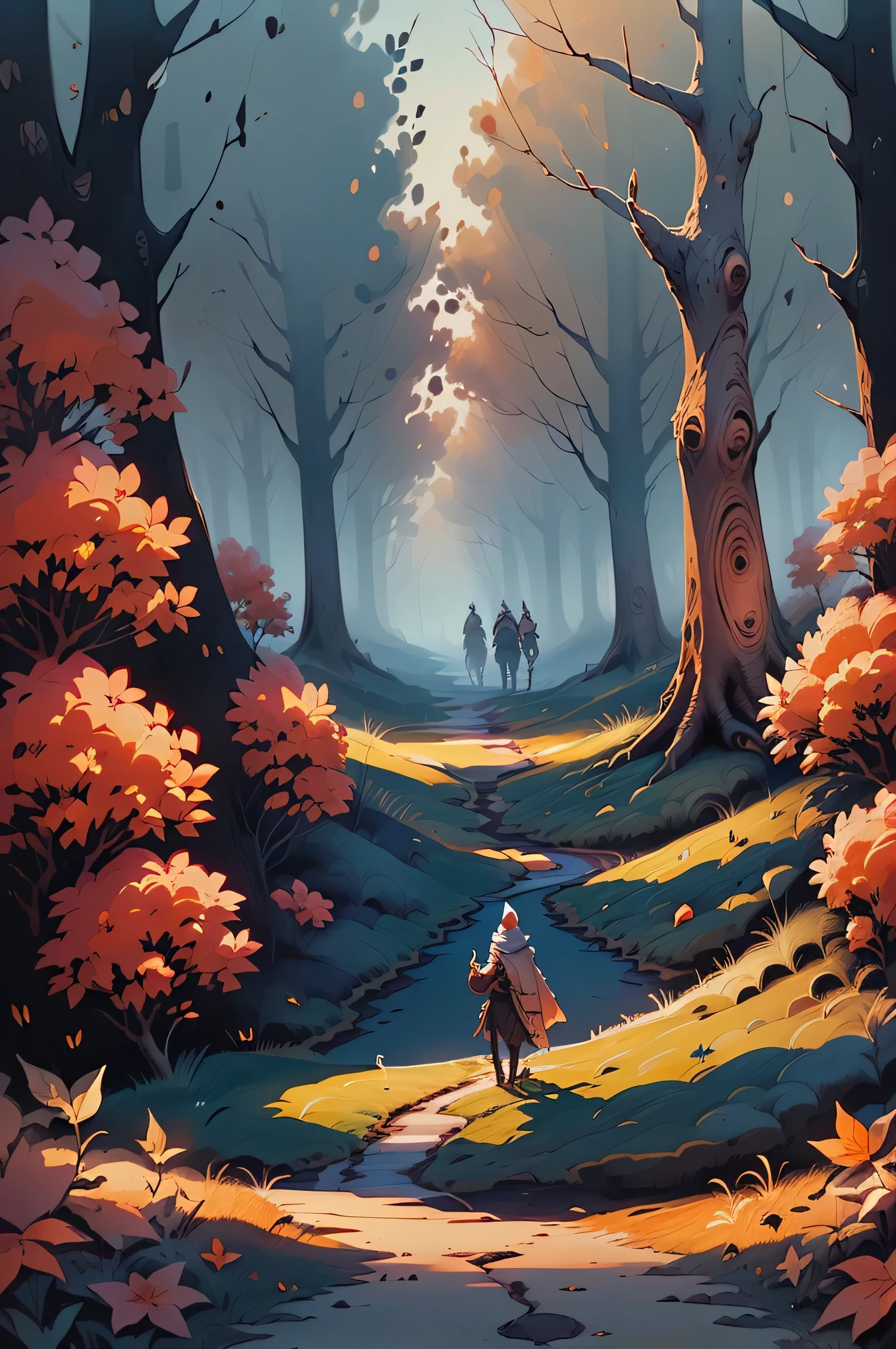 (masterpiece),(Best quality:1.0), (ultra high resolution:1.0), detailed illustration, intricate, magical elves in the forest:1.5, detailed landscape, vibrant colors, sunset, clouds, (( magical, Beautiful, de another world, Trees:1.4 )), (( Best quality, vibrant, 32k, well-defined light and shadows)).