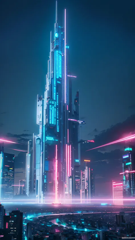 Highest image quality,fantasy,future city,neon