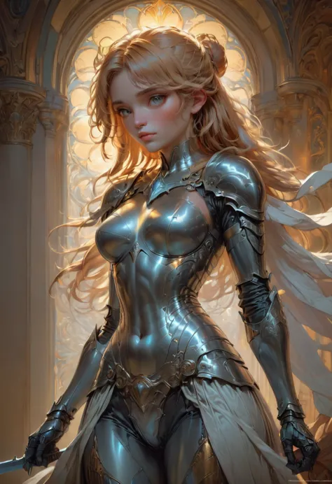 Cat Knight, by artgerm and greg rutkowski and alphonse mucha, great lighting, best quality, masterpiece, very aesthetic, perfect...