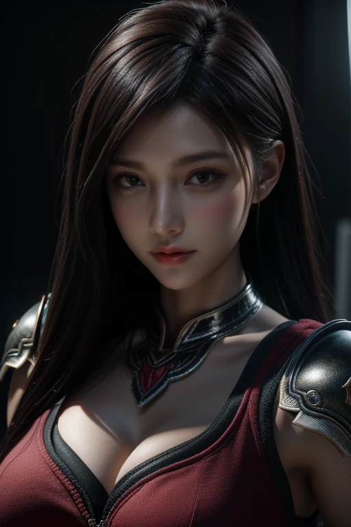 game art，Best picture quality，highest resolution，8k，(chest photo)，(Portrait)，(head close up)，(Third rule)，Unreal Engine 5 rendering works， (Future girl)，(female warrior)， 
20 year old girl，((predator))，Eyes full of details，(big breasts)，elegant and noble，indifferent，brave，
（Medieval style wool combat clothing.，glowing magic lines，Animal skin clothing with many details.,red and white），Medieval female knight，Medieval ranger，
Posing for pictures，simple background，movie lights，Ray Tracing，CG game，((Real 3D engine))，OC rendering format