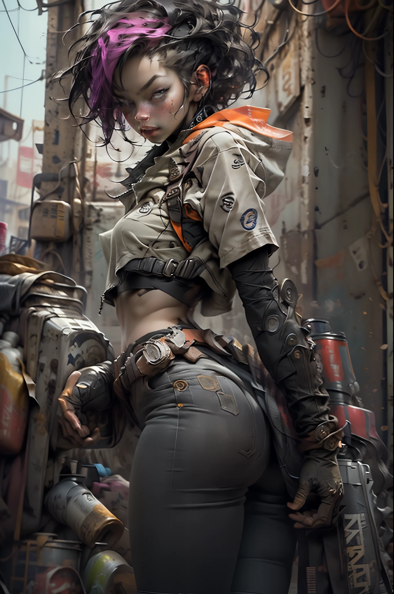 unreal engine:1.4,CG K ultra realistic, photorealistic:1.4, skin texture:1.4, artwork 1girl, Gatling gun, Shell, looking at viewer, dynamic pose, Blows, ammunition belt, gloves, breasts, shooting, extremely detailed :1.4, more detailed, optical mix, playful patterns, animated texture, unique visual effect, or cyberpunk yellow color, red pantyhose, yellow leather miniskirt, masterpiece, ((colors, cyan, greens, pink, brown: 1.2)) , 8k realistic digital art)), 32k