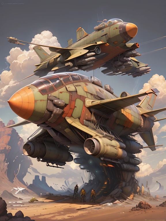 there is a plane flying through the air with clouds in the background, por Arthur Pan, por Raymond Han, Antecedentes de los aviones de combate, jet fighter, wojtek fus, Retrato de Figther Jet evadiendo, Arte digital 4k muy detallado, estilo de pintura de james gurney, RHADS!!!, arte conceptual | RHADS, por Alexander Kucharsky, Hermosa obra de arte digital