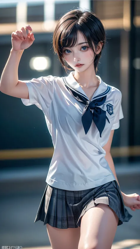 high school girl,(random dance pose),(highest image quality, (8k), ultra-realistic, best quality, high quality, high definition,...