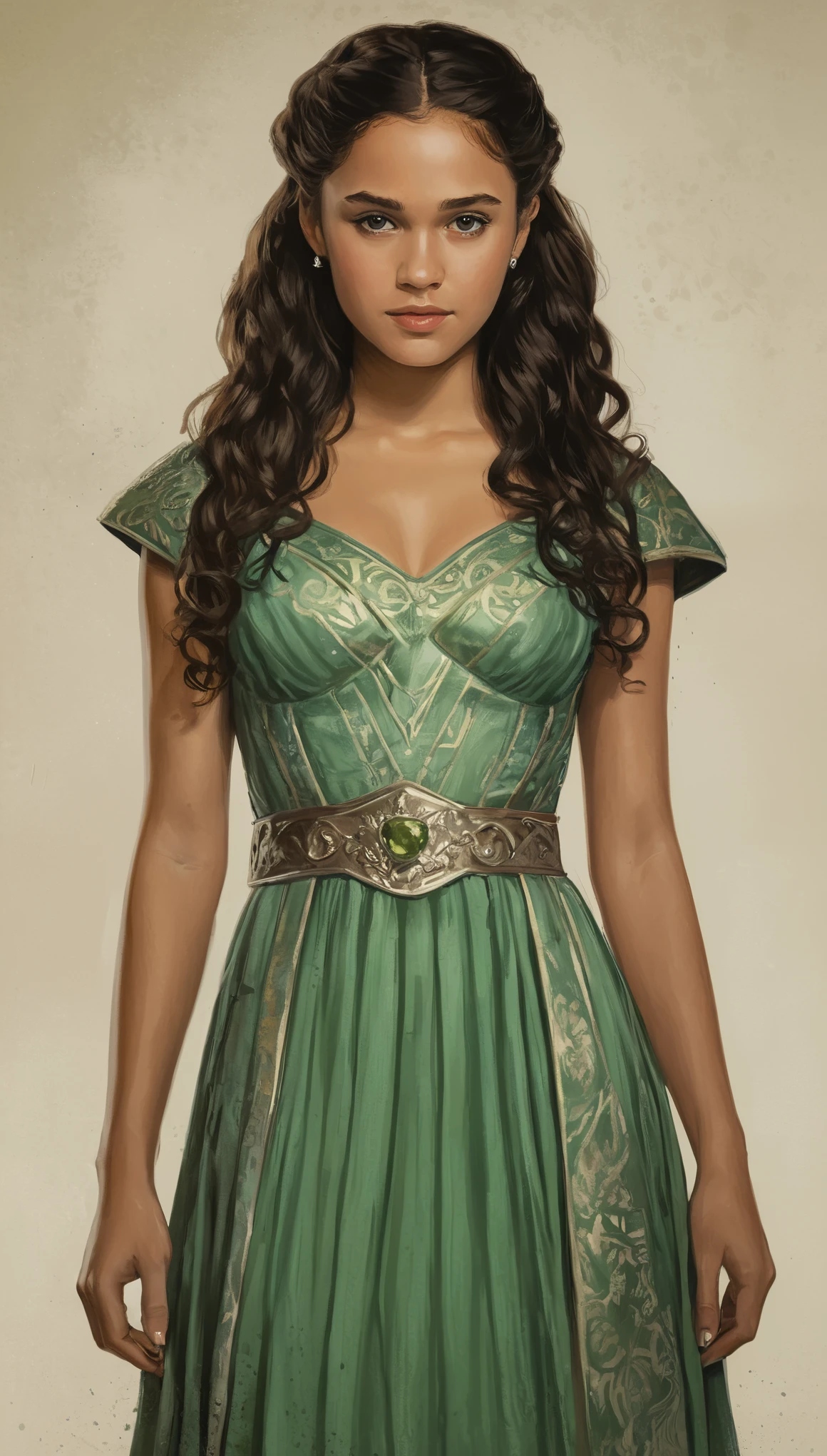 Green Dress with Gold Belt