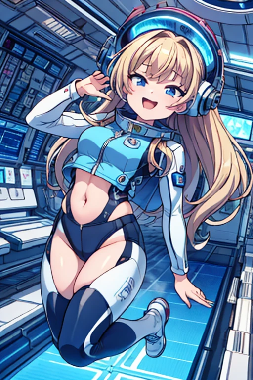 top-quality,Top image quality,in 8K,4K,​masterpiece,ultra-detailliert,Beautiful,ultra-quality, best quality,high resolution, ultra-detailed,game cg,dutch angle,(acrobatic pose):5,jumping:5,(inside spacestation,)beautiful detailed eyes,five fingers,headphone,nsfw,a beauty girl,(astrovest):5,(track uniforms),wet,(steam:1.5),Running form,open open mouth,(blonde hair),(long hair):2,Navel,space_station_interior, exercise_room, futuristic, high_technology, zero_gravity_exercise_equipment, high_resolution_landscape, sleek_design, minimalistic, 8K_resolution, game_cg_style, Dutch_angle, detailed_character, track_uniform, perfect_running_form, intense_expression, detailed_eyes, determination, steam:1.5, beauty, strength, five_fingers, visible_navel, open_mouth, ultra_quality, high_resolution, ultra_detailed,astrovest