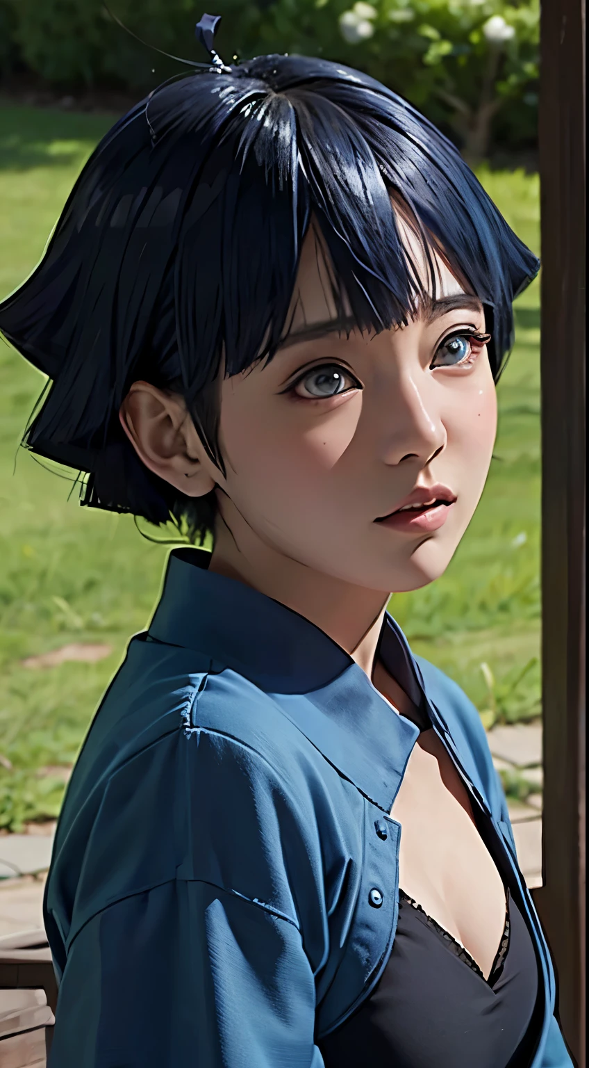 Uzumaki Himawari,Realistic .hair blu 