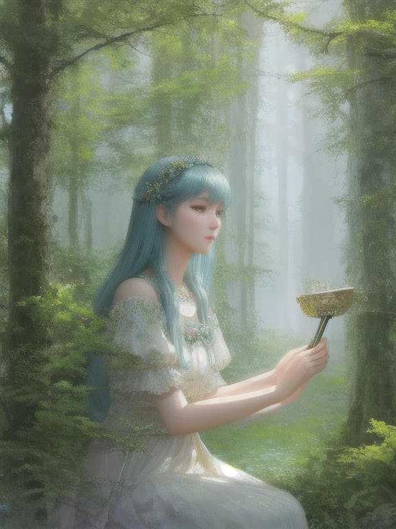 Ancient forest, Expressed with extremely delicate and high quality digital painting technology。, Reach 8K resolution. This artwork is、With its sharp focus、Getting a lot of attention on the ArtStation website。, rich light changes, Highly complex and detailed central configuration. Works inspired by artists such as Lois van Baarle (Barbaric), Ilya Kuvshinov, and studio ghibli, The style of the website、Expressing chibi cuteness with soft watercolor-like colors。
