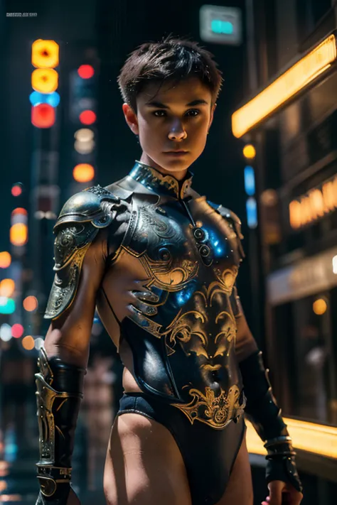 {{master piece}},best quality,illustration, 1boy scantilyclad in armor, small flat chest, aromor exposes his chest and torso, ha...
