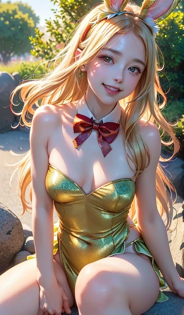 masterpiece, best quality, extremely detailed CG unity 8k wallpaper, (Upper Body head close-up shot of a beautiful little girl), , Elegant Long straight blonde hair, (Mckenna Grace), (flat chest,thighs), (red-green) golden (Glittering tutu,long Bunny Ear Headgear, , Bow-tie, No panties, genitals visible), (spread legs), (Blush), oil skin, (seductive smile), (Wonderland), pretty face, key art, award winning, intricate detail realism hdr, by (ruan jia and artgerm and range murata), Photorealism, Hyperrealism, ultra realistic, dramatic light, intense shadows, gorgeous view, depth of field
 
