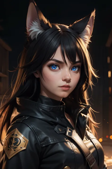 (high-quality, breathtaking),(expressive eyes, perfect face) 1girl, female, solo, furry, black fur, black kitsune, black fox, po...