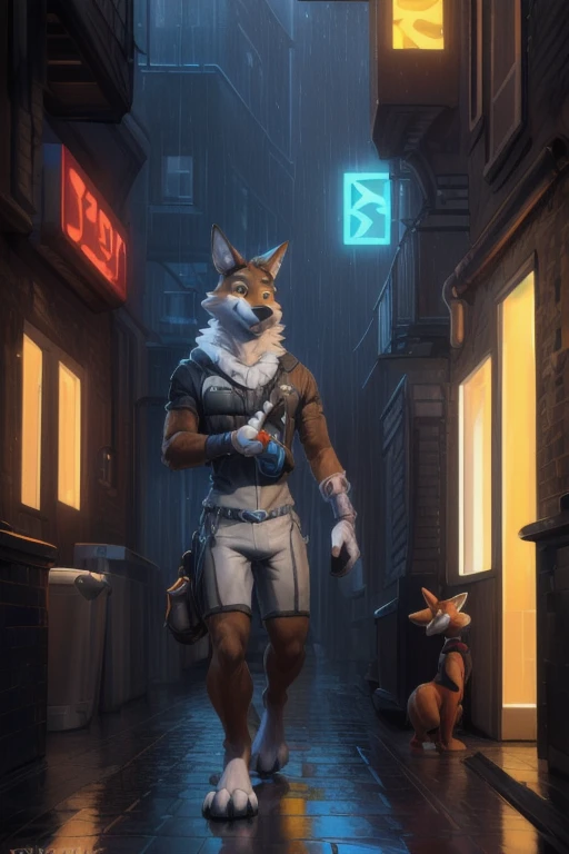 Wendell ), Walking in a dimly lit NY alleyway in the rain at night , (by Homogenousrule, by Wildering, by Foxovh, by Catcouch), 4k,(by totesfleisch8 and,
(( walking in a allyway )),Sharp gaze, hentai , anthro, shortstack, standing, looking  at viewer, background, extremely detailed, 3d render, high quality  digital art, huge thighs , detailed eyes,, good anatomy, good perspective , front towards viewer, by bebebebebe, by sicklyhypnos, by gerkk, by orf, (  by cutesexyrobutts, by darkgem, by zackary911,(  by singafurian, by daftpatriot,, cute, detailed face , face,  face, detailed mouth style, leo alvarez, bara, (soft shading), 4k, hi res, detailed hands, ((detailed face, (detailed eyes:1.0), detailed)), by zackarry911, by zaush, (by personalami:0.5), looking at viewer,  image, navel, full body, one person focus, thick thighs,  Hentai, day, sexy, sensual, detailed, beautiful and detailed  image of an anthropomorphic  ,(highres,:1.2), Smiling happy extremely detailed, photorealistic, 3d render , high quality  digital art,Wendell , Walking in a dimly lit NY alleyway in the rain at night