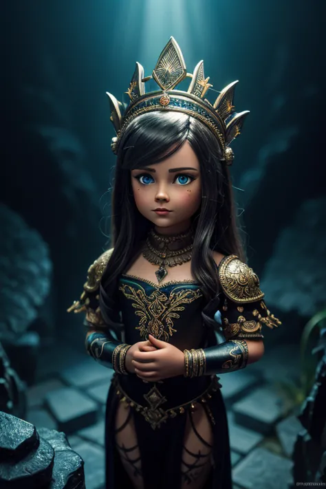 8k, artistic photography, best quality, masterpiece: 1.2), a (potrait:1.2) don bluth style doll, in a dragon's lair, full body r...