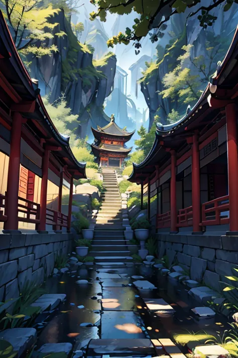 Landscape light and shadow architecture high quality Chinese style 