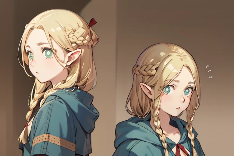 Boots,（all character design test，front，back，Side），Long golden hair，Thick eyebrows, beautiful blonde，（masterpiece），（（Best quality）），（Super detailed），（beautiful eyes beautiful details eyes，Clean and gentle face)