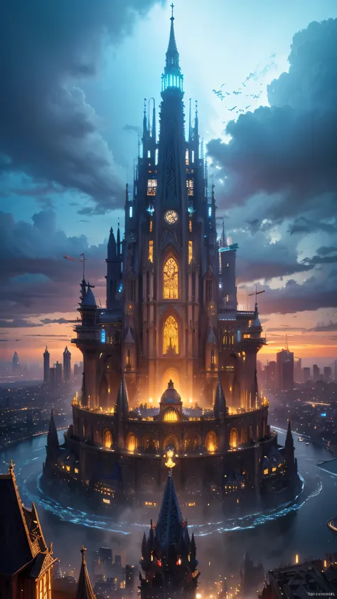 Highest image quality,fantasy,city in the sky