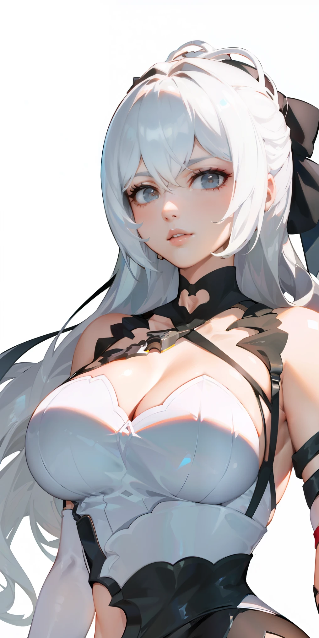 a close up of a woman in a 코스프레 outfit posing with a sword, 2b, 2b, 흰 머리를 가진 티파 록하트, anime girl 코스프레, 코스프레, 영감을 받은, 흰머리, 니어 오토마타의 2b, 니어 오토마타의 2b, 백발의, 흰머리 deity, perfect 흰머리 girl, 2b NIER 오토마타