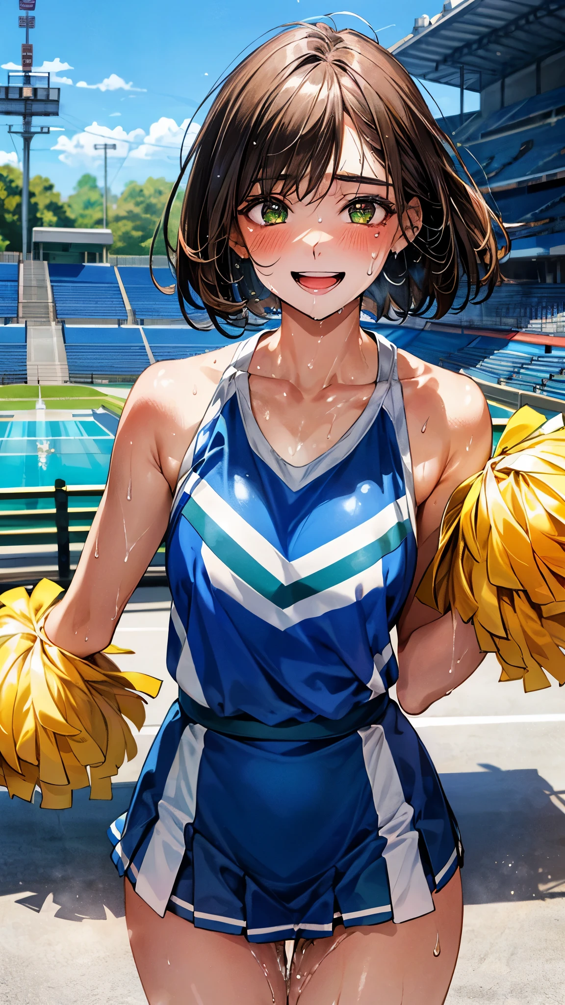 Anime girl in a cheerleader outfit holding two bananas - SeaArt AI