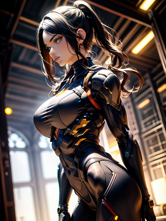 Cinematic, hyper-detailed, and insanely detailed, this artwork captures the essence of megan fox with breathtaking beauty. The color grading is beautifully done, enhancing the overall cinematic feel. Unreal Engine brings her anatomic cybernetic muscle suit to life, appearing even more mesmerizing. With the use of depth of field (DOF), every detail is focused and accentuated, drawing attention to her eyes and the intricate design of the anatomic cybernetic muscle suit . The image resolution is at its peak, utilizing super-resolution technology to ensure every pixel is perfect. Cinematic lighting enhances her aura, while anti-aliasing techniques like FXAA and TXAA keep the edges smooth and clean. Adding realism to the anatomic cybernetic muscle suit, RTX technology enables ray tracing. Additionally, SSAO (Screen Space Ambient Occlusion) gives depth and realism to the scene, the girl's anatomic cybernetic muscle suit become even more convincing. In the post-processing and post-production stages, tone mapping enhances the colors, creating a captivating visual experience. The integration of CGI (Computer-Generated Imagery) and VFX (Visual Effect brings out the anatomic cybernetic muscle suit's intricate features in a seamless manner. SFX (Sound Effects) complement the visual artistry, immersing the viewer further into this fantastic world. The level of detail is awe-inspiring, with intricate elements meticulously crafted, the artwork hyper maximalist and hyper-realistic. Volumetric effects add depth and dimension, and the photorealism is unparalleled. The image is rendered in 8K resolution, ensuring super-detailed visuals. The volumetric lightning adds a touch of magic, highlighting her beauty and the aura of her anatomic cybernetic muscle suit in an otherworldly way. High Dynamic Range (HDR) technology makes the colors pop, adding richness to the overall composition. Ultimately, this artwork presents an unreal portrayal of a super muscled cybernetic female android