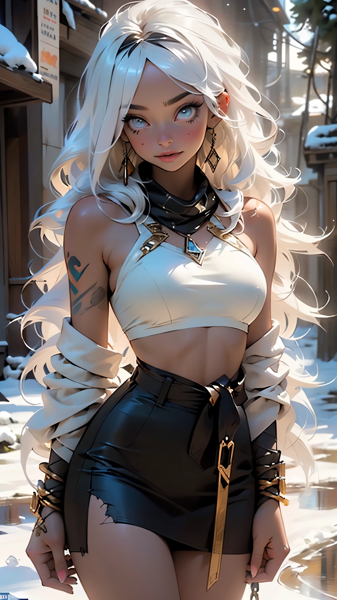 girl tribal,(((beauty girl))),(((1))),

((((large breasts:1.4),))),(((long white hair,white hair,colored inner hair))),((eyes aqua_eyes:1.3))),intricate eyes,beautiful detailed eyes,symmetrical eyes,big eyes:1.5,(((black skin,dark-skinned_female,dark skin,lustrous skin:1.5,tanned skin,bright skin: 1.5,skin tanned,shiny skin,very shiny skin,shiny body))),(spider lower abdomen,narrow waist,wide hip,athletic body,inflated legs,thick thighs,(detailed face)),beautiful detailed lips,

((cute,slutty,erotic,(nsfw))),

((headscarf:1.5)),(revealing clothing,show skin),((underboob)),(barefoot),((tattoos and markings:1.5)),((see through clothes,long clothing,no bra,small nipples)),(((slave,slave collar,Long chain leash connected to her collar,shackles,loincloth,torn clothes))),(((Sexy fur coat, fur coat outfit, wearing a fur coat:1.3, winter coat))),((wet clothes,intricate outfit)),

dynamic and seductive pose,looking at viewer,embarrassed,centered,scale to fit dimensions,Rule of thirds,

((snowy egyptian palace)),winter,scenery:1.25,((intricate scenery)),((snow forest background)),snow everywhere,(,snowy egyptian palace background,snowy pyramids in the background),extremely scenery,(puddles everywhere),clouds,Egypt style,Egypt castle,(sunset, golden hour),

(Glossy Egyptian ornaments),highres,sharp focus,(ultra detailed,extremely detailed),(photorealistic artwork:1.37),(extremely detailed CG unity 8k wallpaper),(((vibrant colors,vibrant theme))),(intricate),(masterpiece),(best quality),artistic photography,(photography taken by sldr),(intricate background),perfect rendered face,perfect face details,realistic face,photo realistic,((intricate detail)),(((realism))),
