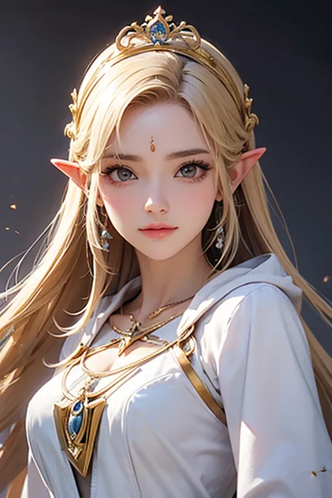 Uma foto de corpo inteiro da Princesa Zelda, Cabelo castanho, olhos azuis, vestido como um Assassino de Assassins Creed, Em bran...