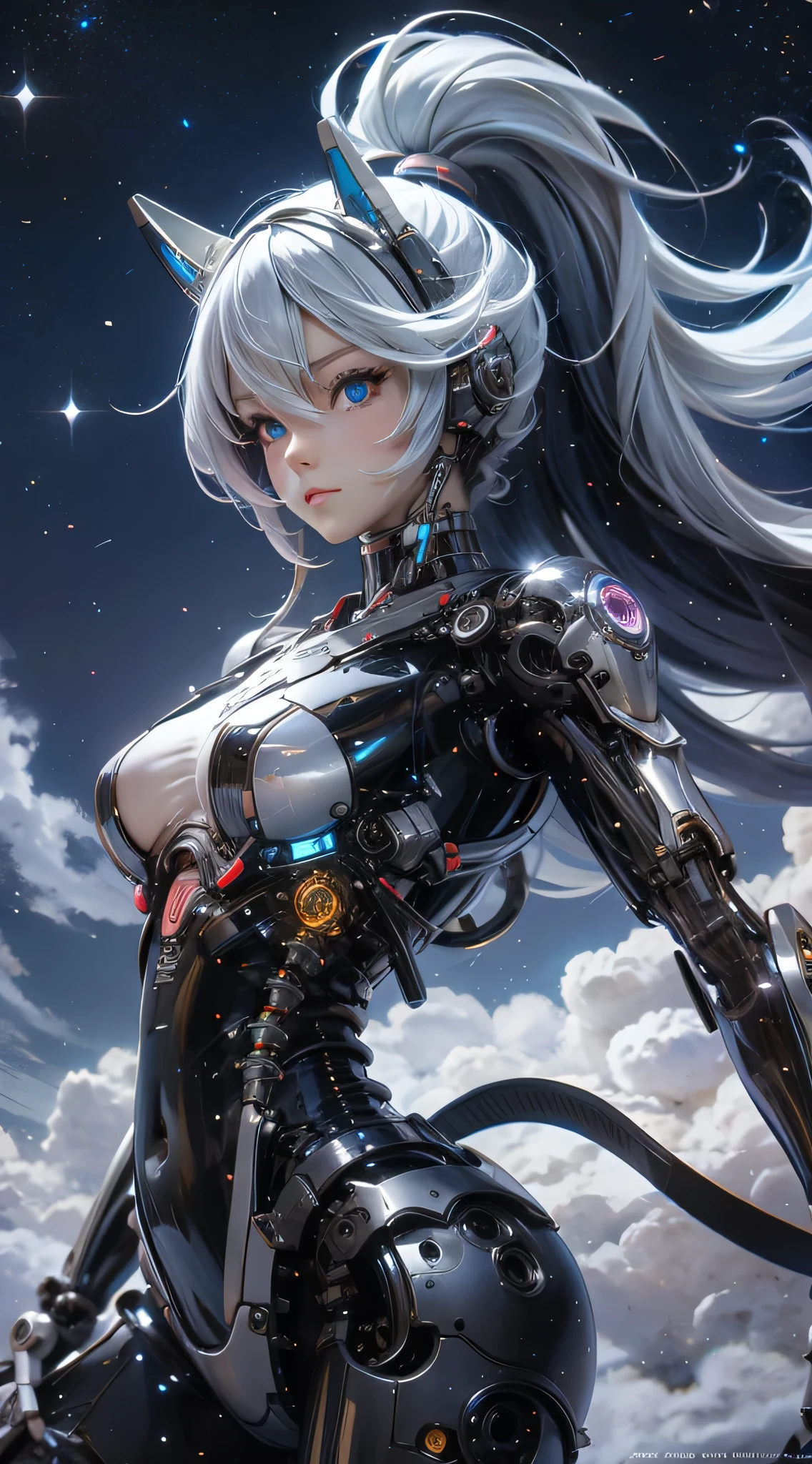 animé,haute résolution,ciel clair,femme,mechanical femme,armé,nostalgique,univers