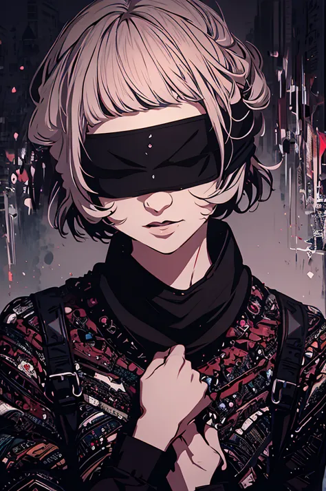 anime - style image of a woman with Blindfoldeded eyes,فتى Blindfoldeded, Blindfolded, Best anime wallpaper 4k konachan, 2b, 2 b...