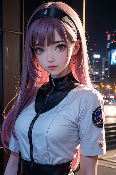 anime girl with dress and headband in front of a building, digital arte de anime cyberpunk, cyberpunk digital - arte de anime, a...