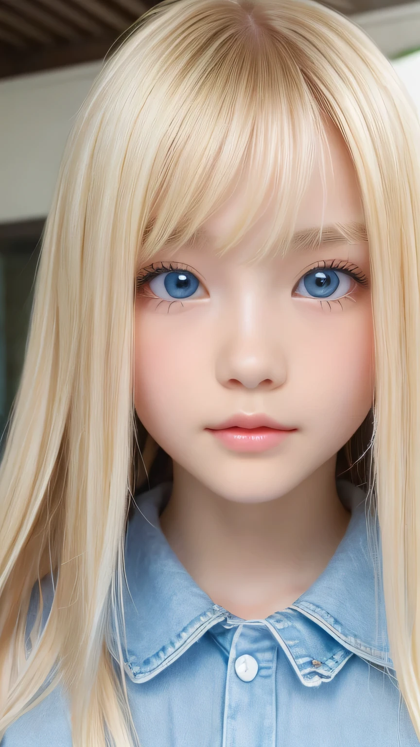 金髪と青い目をした人形のクローズアップ - SeaArt AI