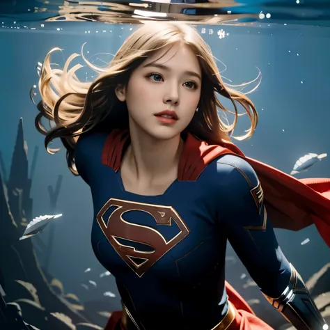 photo-realistic, surreal, cinematic lighting, 32K, 1 Supergirl, look up, Backlight,, (Improvement of quality:1.4), (Highest quality realistic textured skin:1.4), detailed face, short hair, bangs, (Enhances the beauty of skin texture:1.1), matte texture、（Tw...