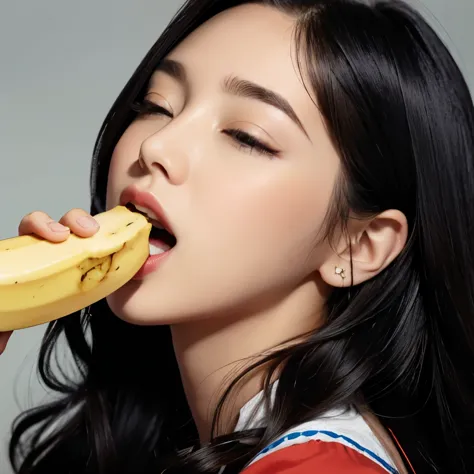 true phimosis、very short banana、very small banana、blowjob、wonder woman、正確なwonder womanの衣装、(Close ~ eyes)、(Open your mouth wide:1.4)、(Put a banana in your mouth:1.4)、deep throat、
