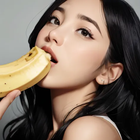 true phimosis、very short banana、very small banana、blowjob、wonder woman、正確なwonder womanの衣装、(Open your mouth wide:1.4)、(Put a banana in your mouth:1.4)、deep throat、