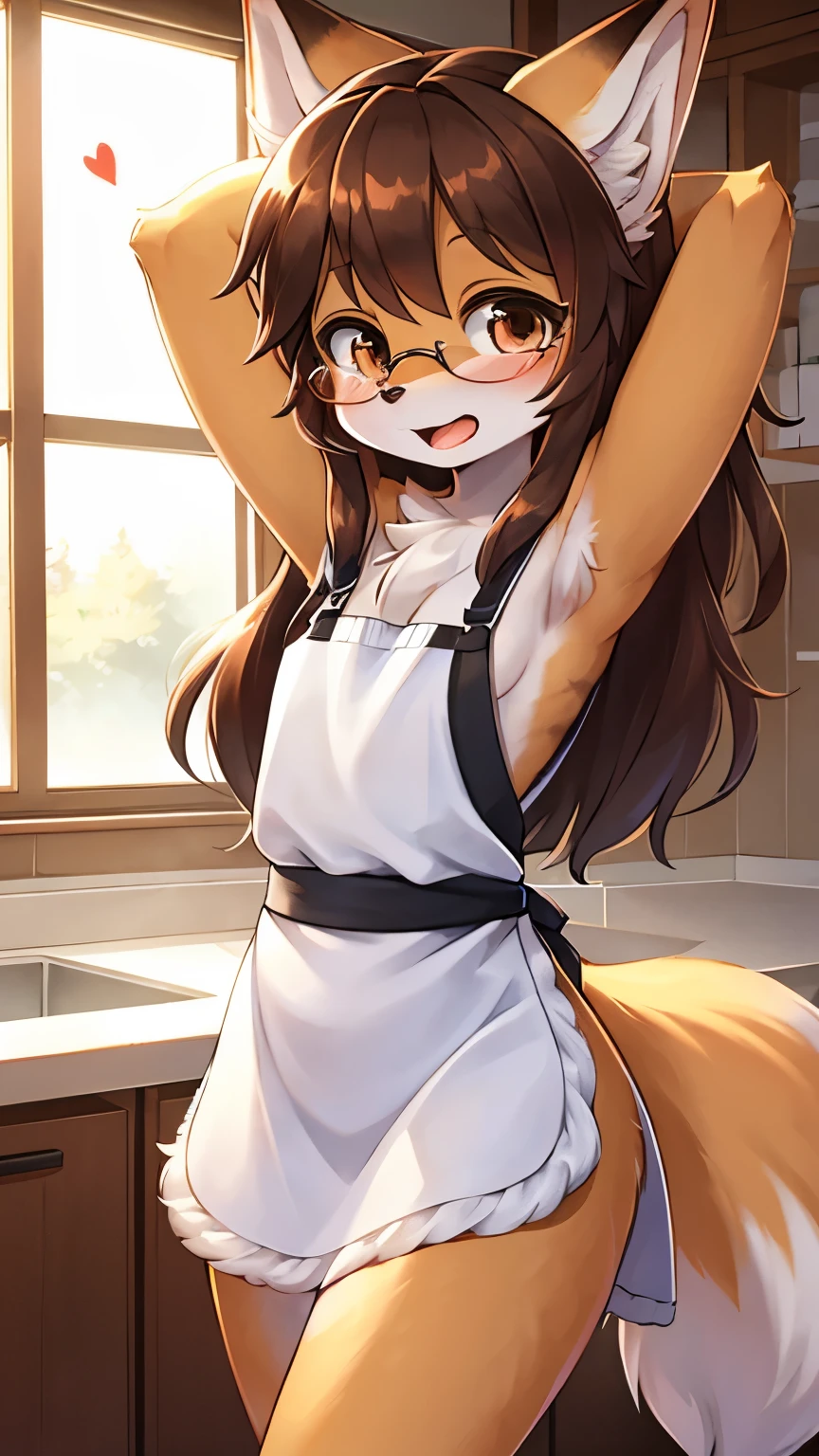 Anime girl with a cat ears and a white apron - SeaArt AI