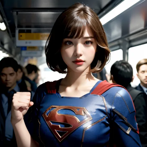 (realistic), (surreal), cinematic lighting, 32k, 1 supergirl, (Accurate Supergirl costume)、 , (bright light:1.2), (Improvement o...