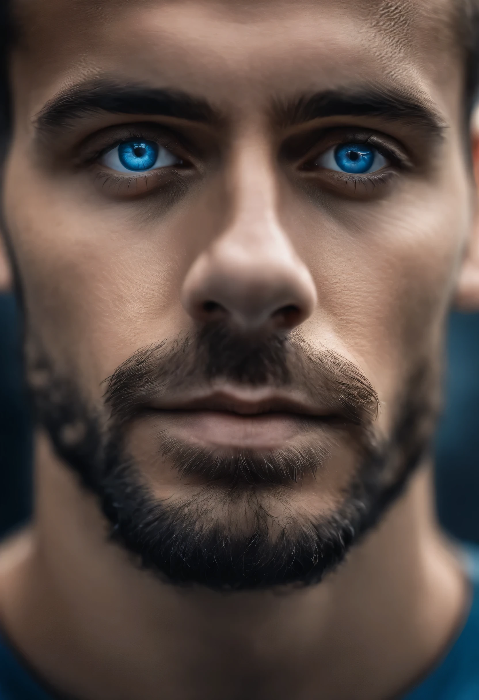 A close up of a man with blue eyes staring at the camera - SeaArt AI