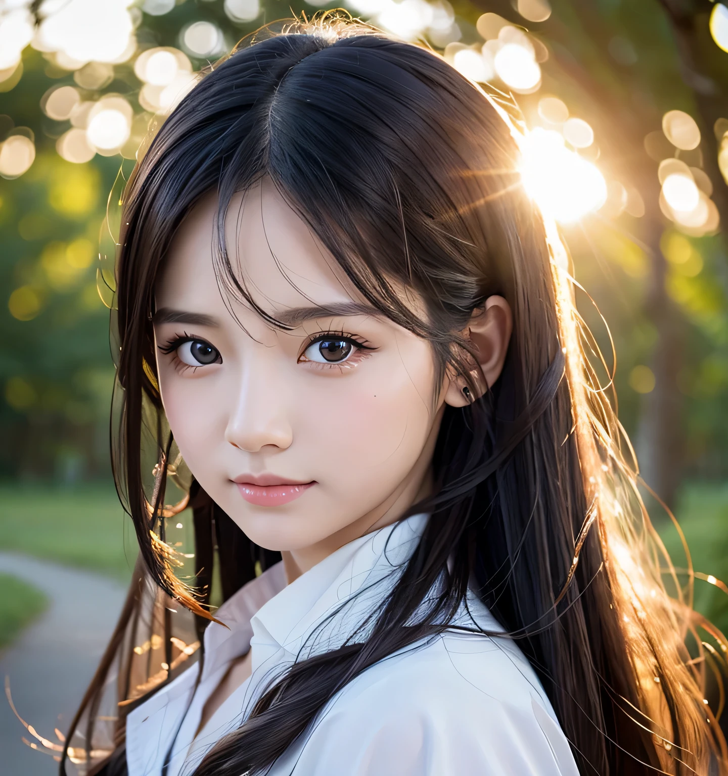 (Highest quality realistic photo reproduction:1.2), (Realization of anime drawings), Live-action version, masterpiece, 8K image, Shiny long black hair, Japanese princess hair, delicate beautiful eyes, beautiful girl, pretty girl,