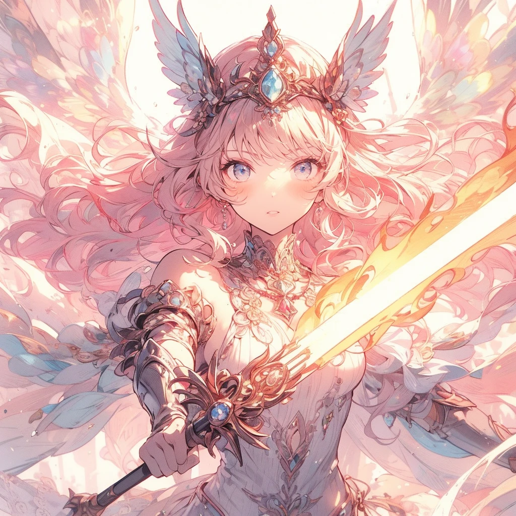 (exquisite, beautiful, very detailed, masterpiece, high quality,High resolution),(soft thin lines:1.2, beautiful and delicate face),dynamic angle,Incandescent battle scene,A brave and somewhat scarred fairy princess knight is fighting with a two-handed sword imbued with the magic of Inflammation.,The whole body is slightly dirty with dust and scratches.,inflammation,sparks,body whole,from far away,Beautiful, clear fairy wings growing from her back, burn,There is a sense of ambition,((Armored red dress with inflammation motif,lace and jewels and frills)),(The ends of my hair look like inflammation,The tips of the hair shine),(earrings,Beautiful choker,Gold ankles),(deep pink cheeks,plump pink lips,pointed ears,Fair skin, slim), (Severe,battle scene,fantasy),mature,serious atmosphere,Wear dark magic,dark background