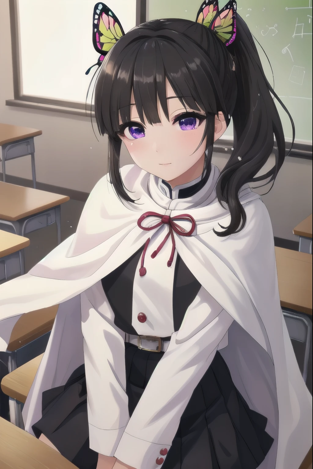 Anime girl with butterfly ears sitting in a classroom - SeaArt AI