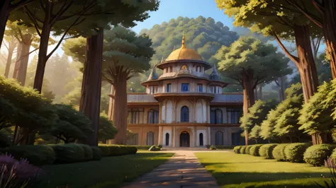 There is a magnificent palace in the distant forest